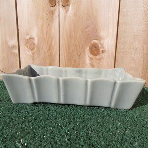 Vintage Bauer Pottery Grey Blue Rectangle Flower Bowl 8 1/2" x 4 1/2" Dish